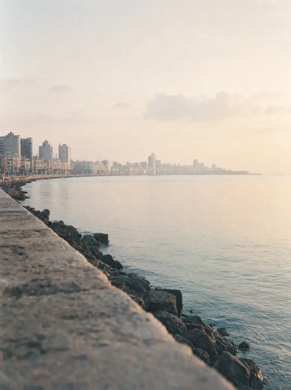 The Alexandria sea in warm evening light