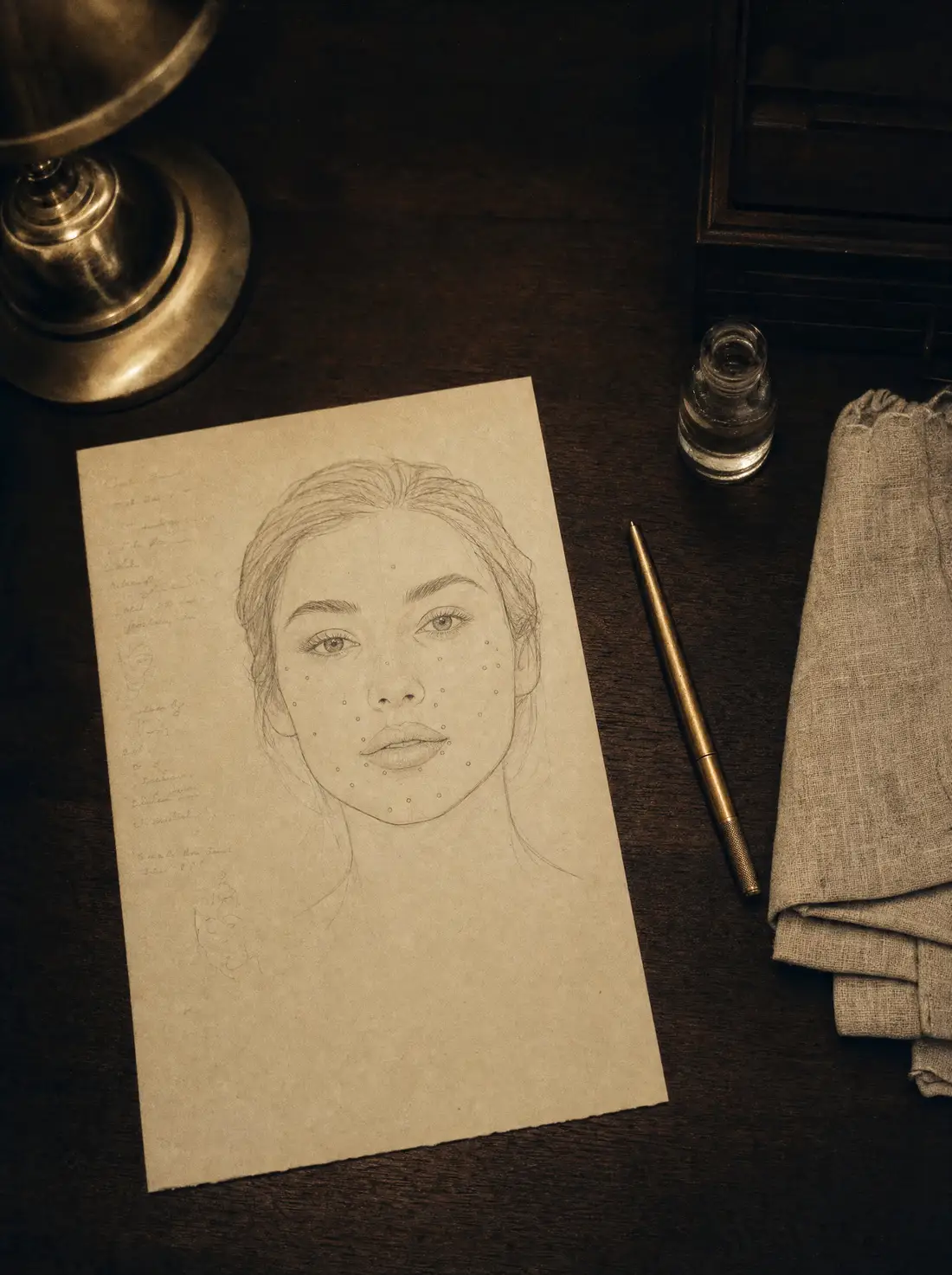 A face chart with the treatment plan